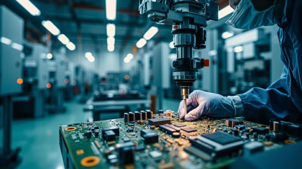 Integrated manufacturing facility showing both mechanical and electronics production areas