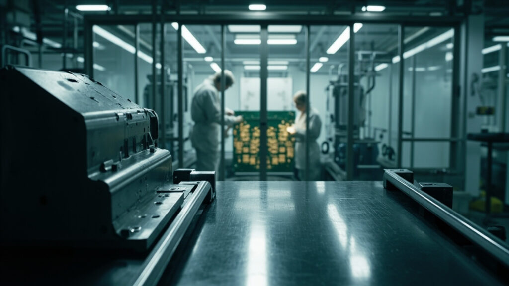 Integrated manufacturing facility showing CNC machines and electronics assembly, symbolizing proactive issue identification in NPI.