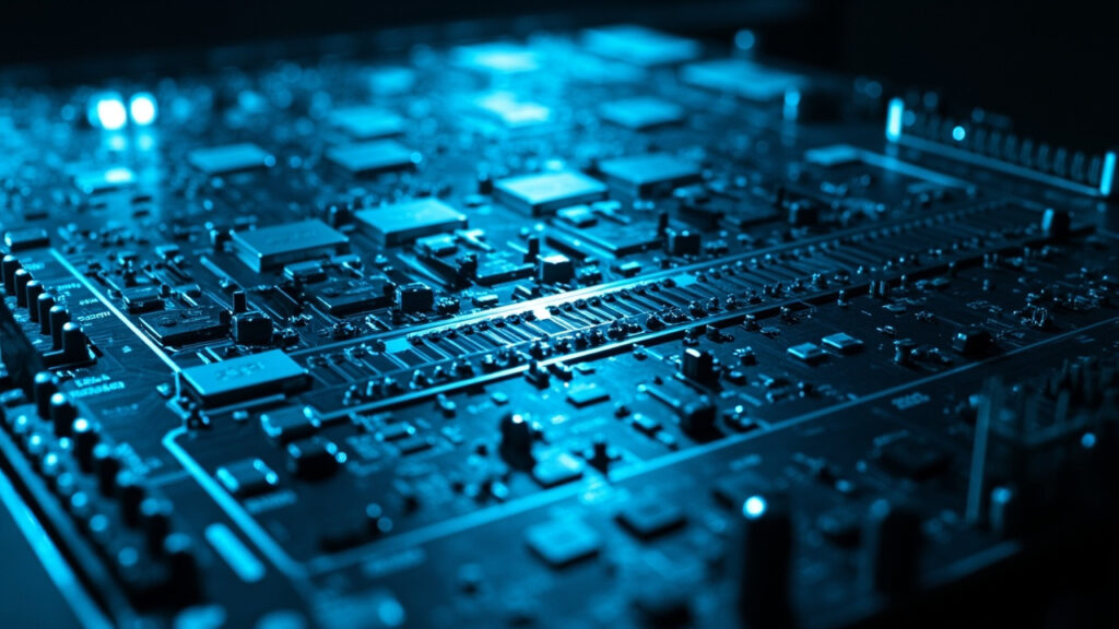 X-ray inspection system examining a dense PCB assembly for hidden solder joints